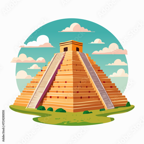 Ancient Mayan Pyramid under a Sunny Sky