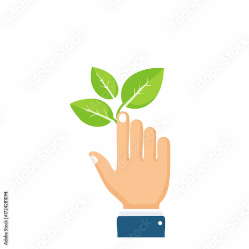 Hand Holding Green Leaves Illustration