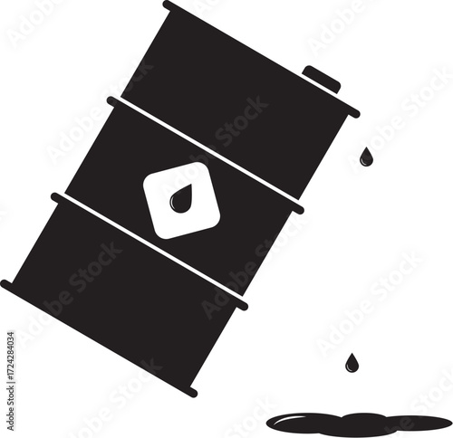 Tilted Industrial Barrel Leaking Hazardous Liquid