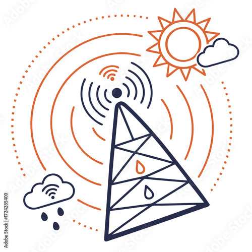 Weather Station Antenna Icon A Modern Graphic Symbol for Meteorology and Climate