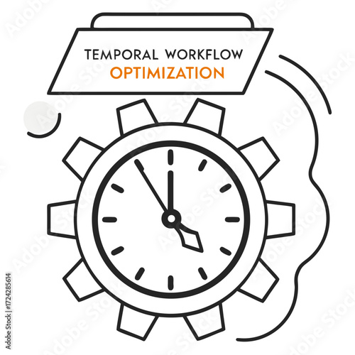 A conceptual icon of a clock integrated with a mechanical gear, symbolizing strategic time management and process optimization for peak productivity