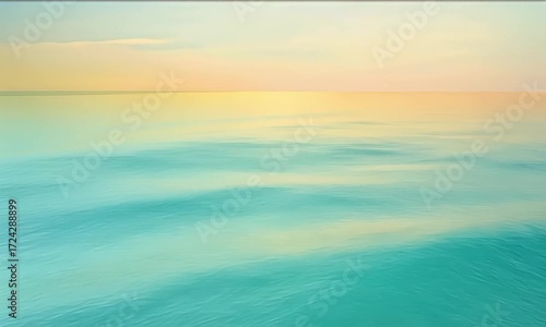 Serene Sunrise Over Calm Ocean with Soft Pastel Colors and Gentle Ripples