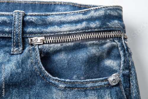 Close-up of a denim jeans pocket