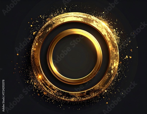 Gold circular frame on dark background