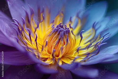 Close-up of a vibrant purple lotus flower