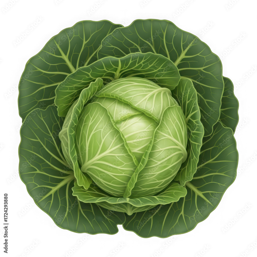 Fototapeta premium Fresh green cabbage isolated on transparent background