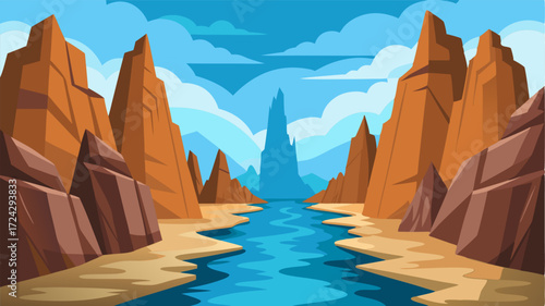 A section of the river where the water has carved a path between towering rock formations creating a thrilling ride for daring adventurers.