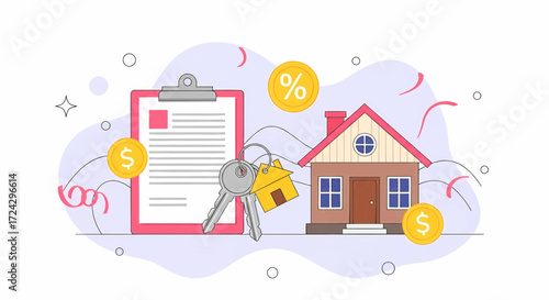 Real estate mortgage and home buying vector illustration