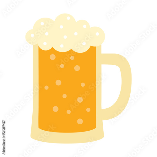 A glass of beer. Isolated white background. Flat style vector illustration