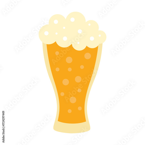 A glass of beer. Isolated white background. Flat style vector illustration