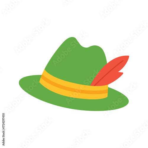 German hat. Isolated white background. Flat style vector illustration.