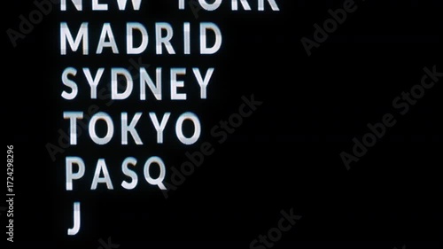world city names airport departure board graphics