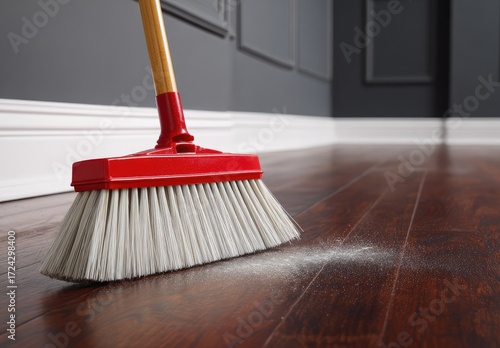 Hardwood floor being swept