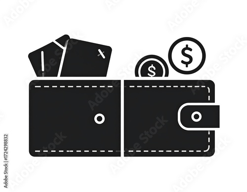Open wallet with cards and coins