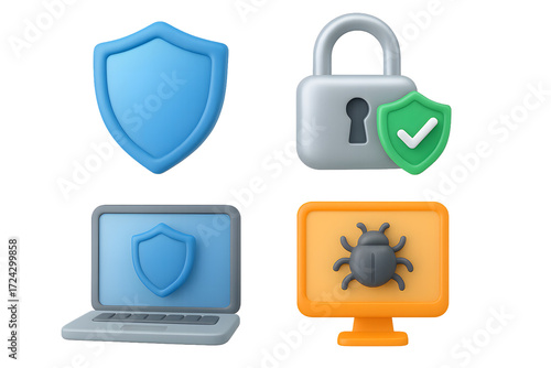 Free Download Cybersecurity illustration elements and symbols for data protection.  - GFXLoad