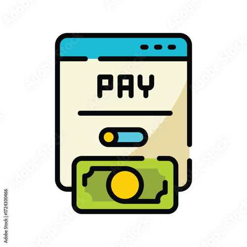 Digital payment interface showing PAY and a bill