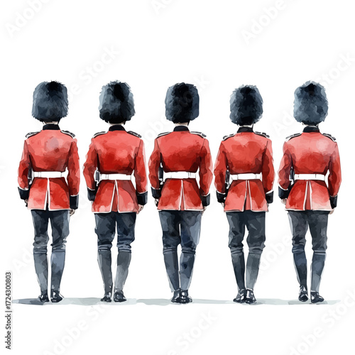 English Vibrant Parade, watercolor illustration vector, isolated on a white background.