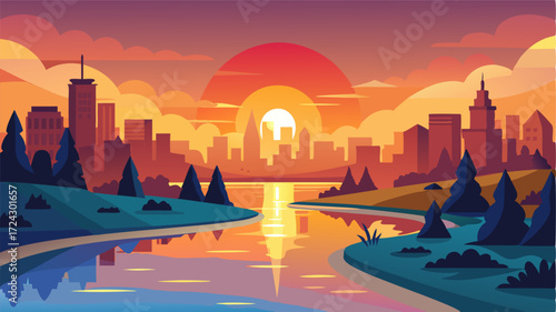 As the sun sets over the city the lights reflect off the tranquil waters of the river creating a picturesque setting for visitors to gather and enjoy the many activities this urban