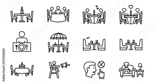 dining scenarios, restaurant settings, and social interactions