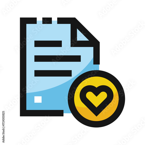 Document icon with a heart symbol in a circle