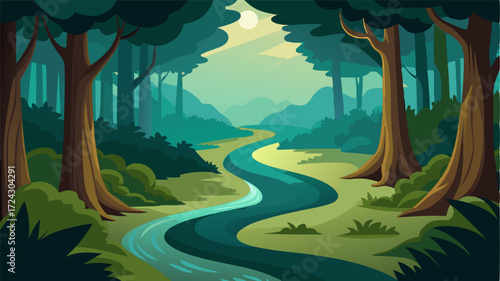 As the stream winds deeper into the forest the tree cover becomes thicker creating a sense of mystery and enchantment.