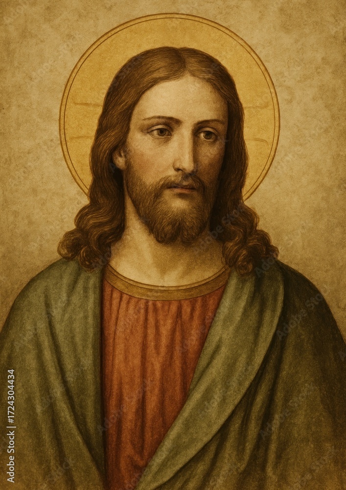 Naklejka premium Sacred art religious iconography wallpaper