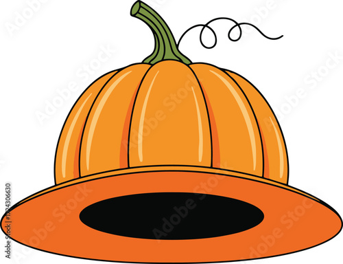 This digital illustration showcases a charming pixel art depiction of a pumpkin creatively designed as a hat.