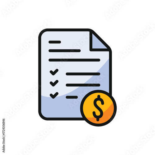 Document with checkboxes and a dollar coin icon