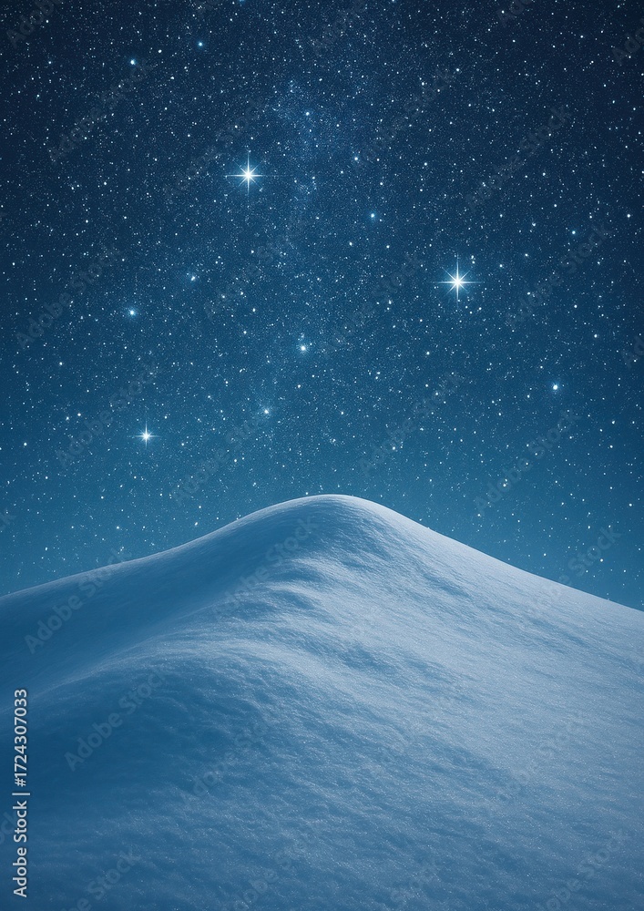 Fototapeta premium Serene snowy hill under stars.