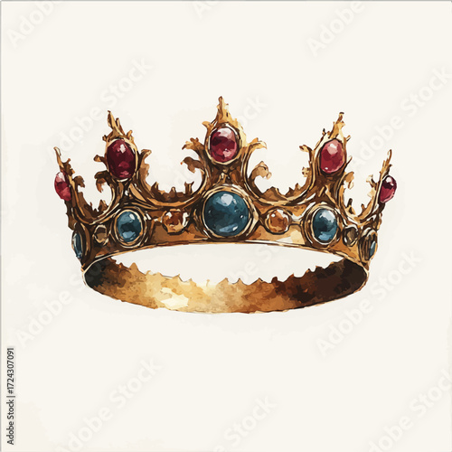 Crown Costume, watercolor vector, isolated on a white background.