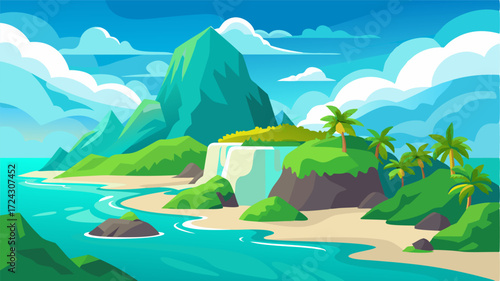 A scenic island chain where lush rainforests meet white sand beaches and turquoise waters creating a serene and tranquil atmosphere.