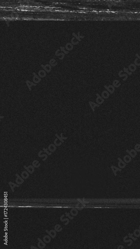 Abstract black and white background with horizontal static lines, evoking vintage television screens and digital interference. Ideal for technology, glitch art, and retro themes for creative projects