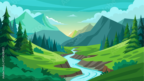 A verdant valley boasting thick forests and shimmering streams perfect for a peaceful hike.