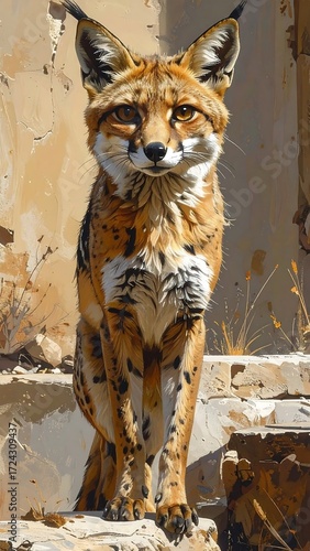 Desert fox portrait, artistic style