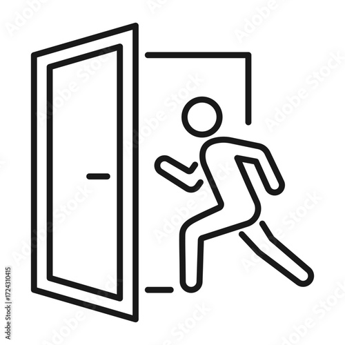 running man door vector icon set