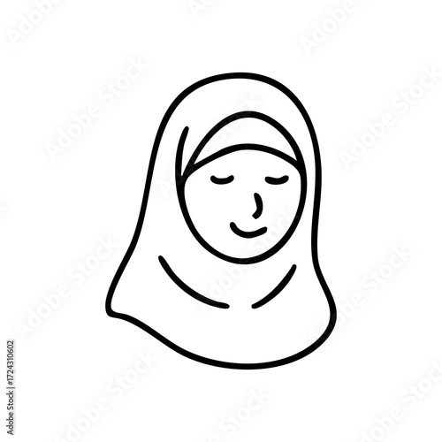 Outline drawing of a woman wearing a hijab