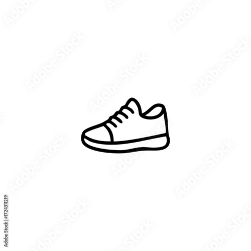 Simple black outline drawing of a sneaker