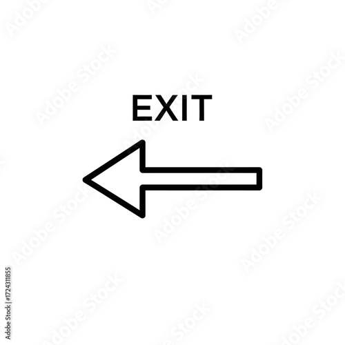 Leftward-pointing exit sign with the word EXIT above it.