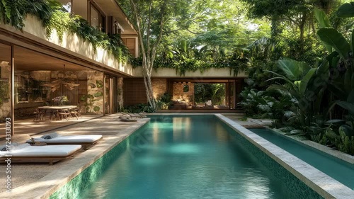 Wallpaper Mural Luxury Villa with Swimming Pool Surrounded by Lush Tropical Vegetation and Architectural Details Torontodigital.ca