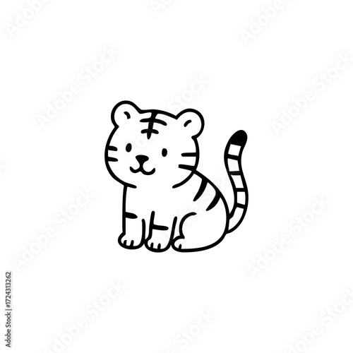 Cute black and white tiger illustration