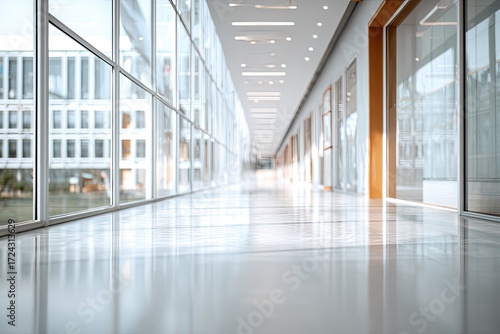 Wallpaper Mural Empty modern office hallway with large windows (2) Torontodigital.ca