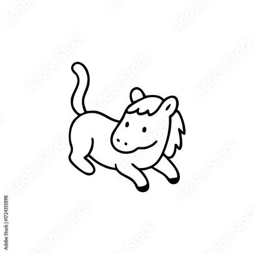 Simple black line drawing of a stylized horse