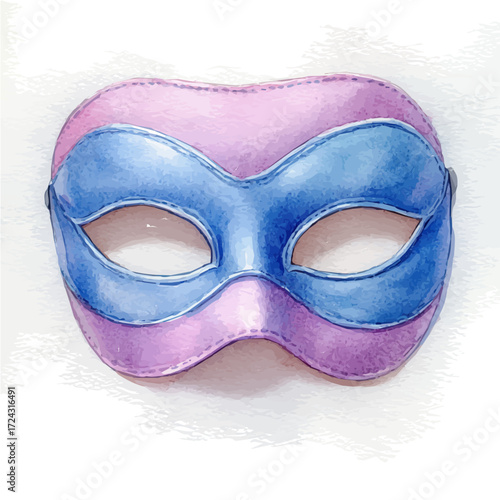 Carnival Mask, watercolor vector, isolated on a white background.