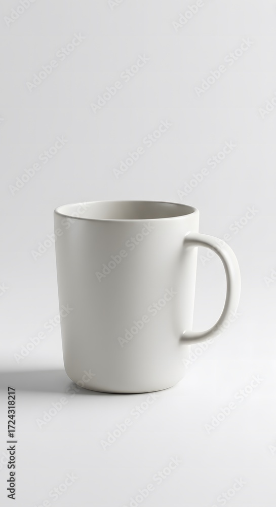 Fototapeta premium Minimalist white coffee mug on a plain background