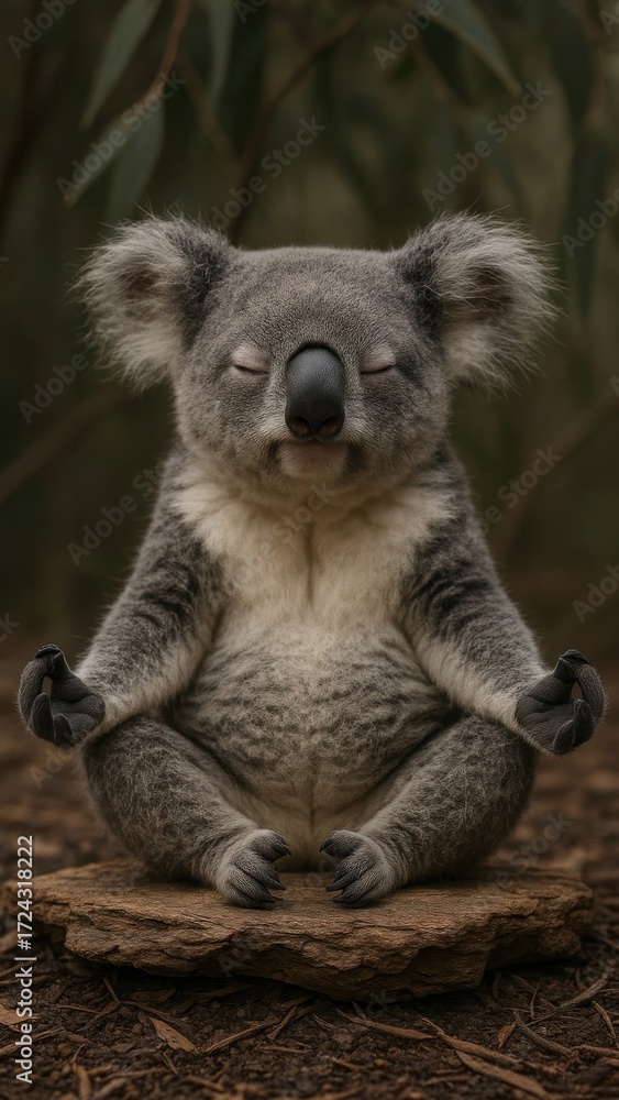 Naklejka premium Meditative koala practicing yoga serenity.