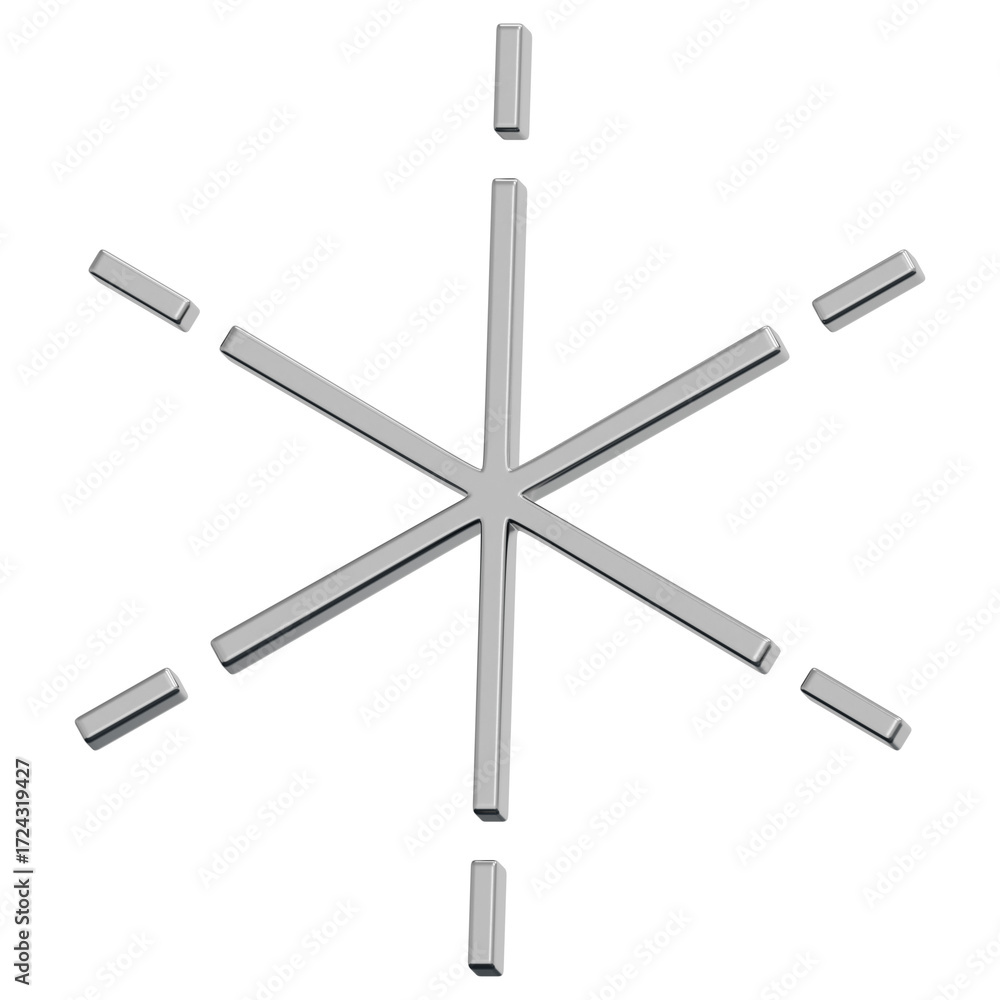 Naklejka premium 3D Chrome Sparkle Star Icon