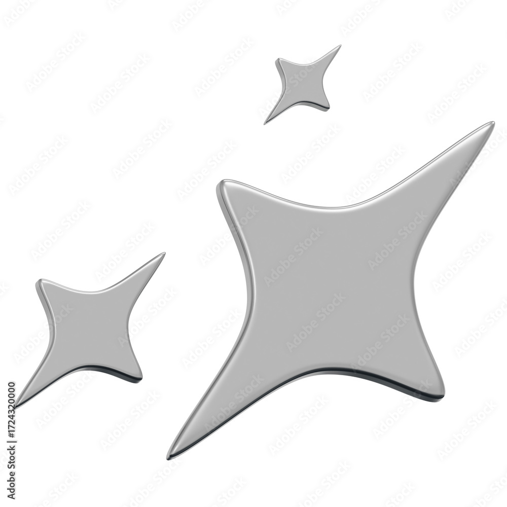 Obraz premium 3D Chrome Sparkle Star Icon
