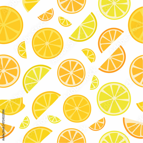 Vibrant Citrus Fruit Slices Seamless Pattern