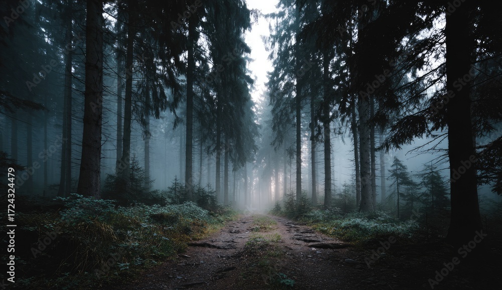 Fototapeta premium Misty forest path (3)