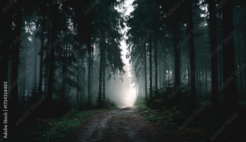 Naklejka premium Misty forest path (4)